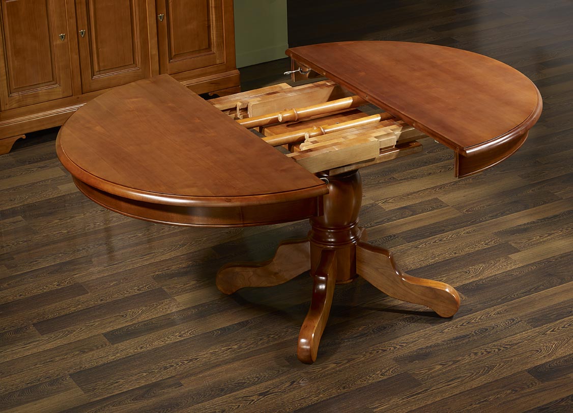Table ronde merisier pied central Table de lit a roulettes