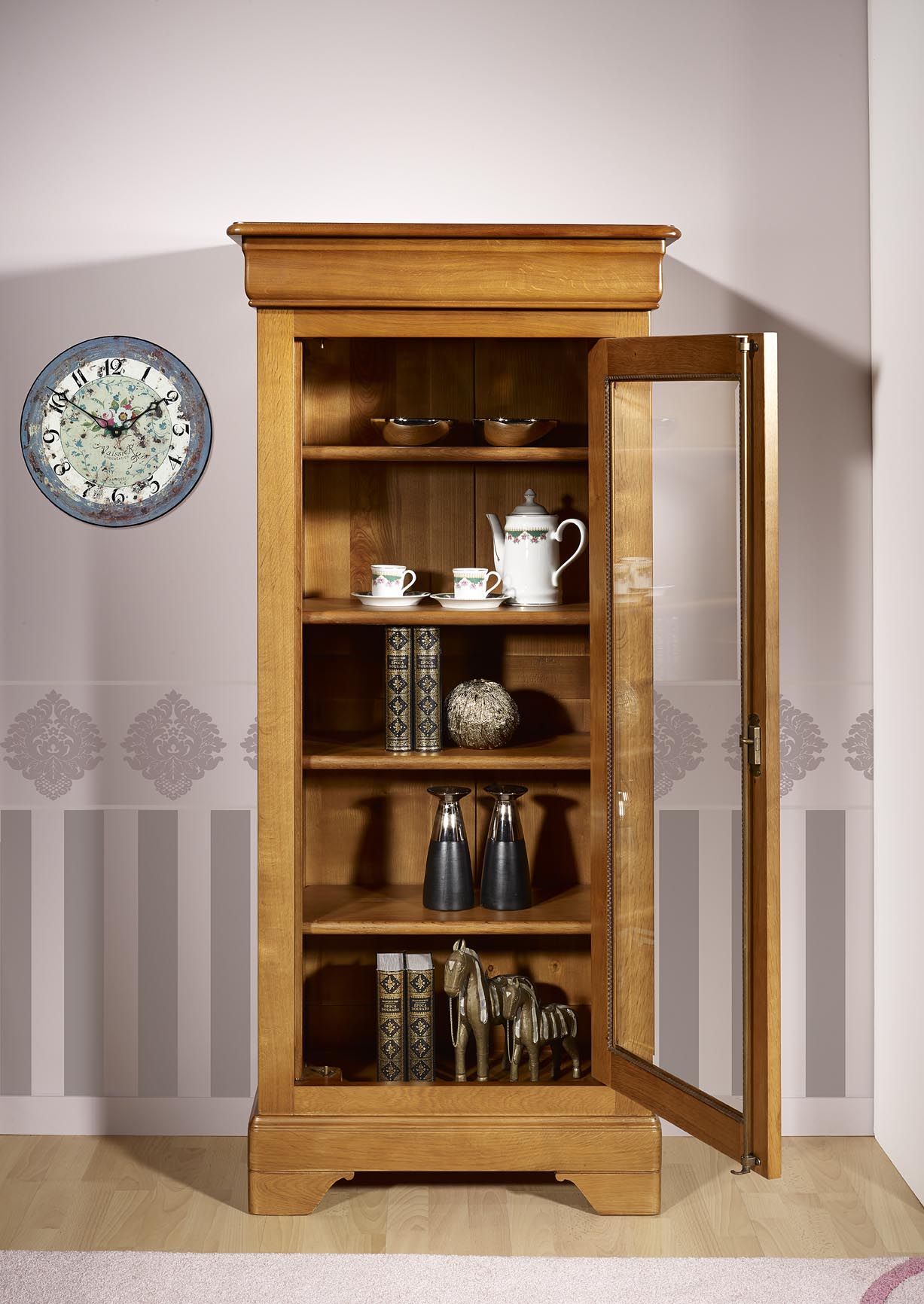 Vitrine 1 porte Angelo en Chêne Massif de style Louis Philippe , meuble en Ch -> Vitrine En Bois Massif Vitrine 1 porte Angelo en Chêne Massif de style Louis Philippe , meuble en Ch -> Vitrine En Bois Massif