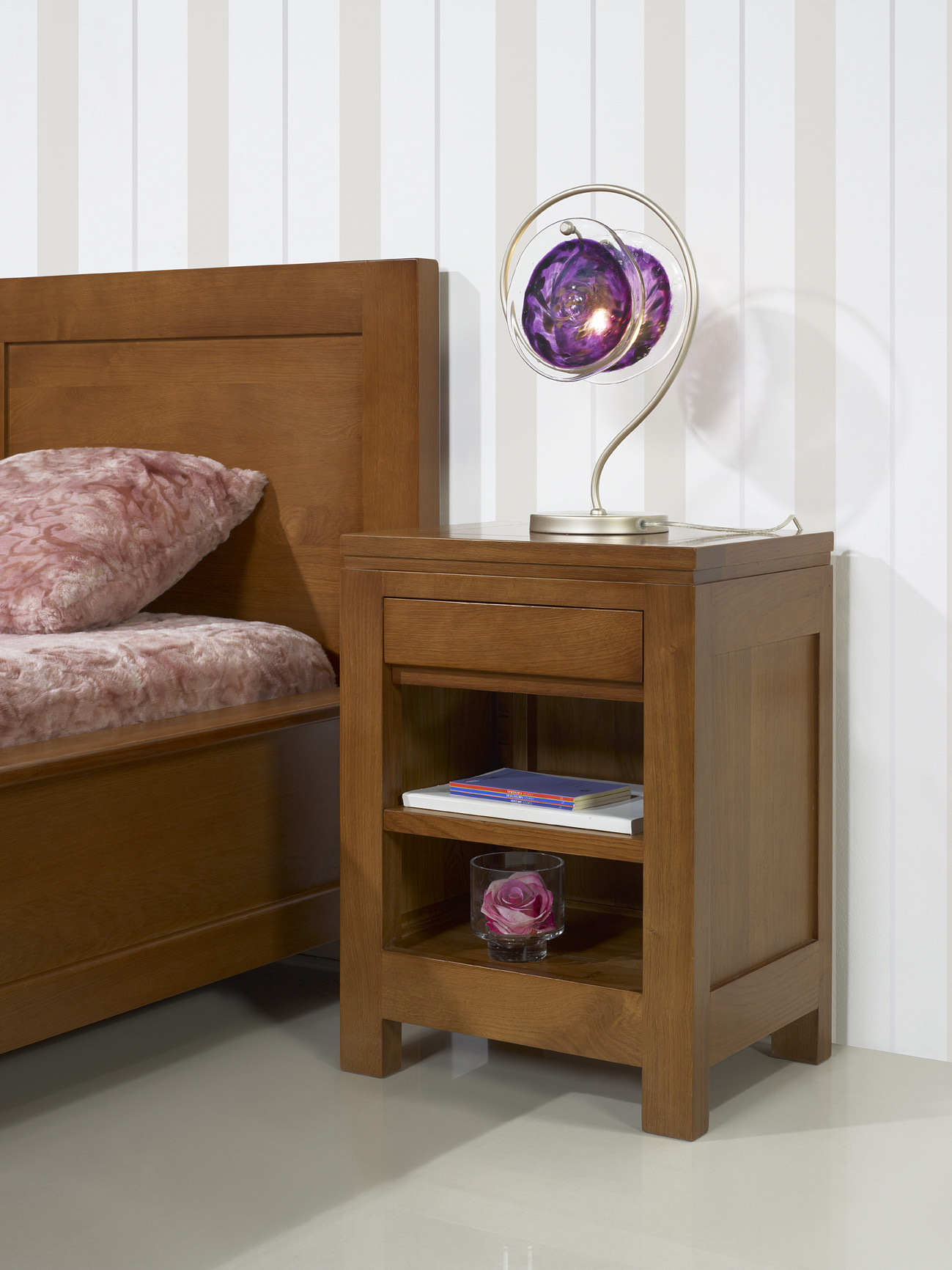 Table de nuit 1 tiroir 1 niche Collection Nature en Chêne Massif de