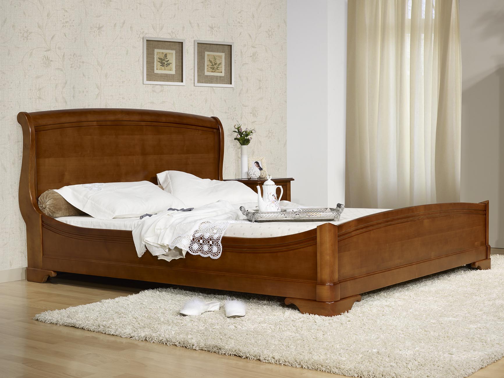 Lit 160x200 en Merisier Massif de style Louis Philippe , meuble en