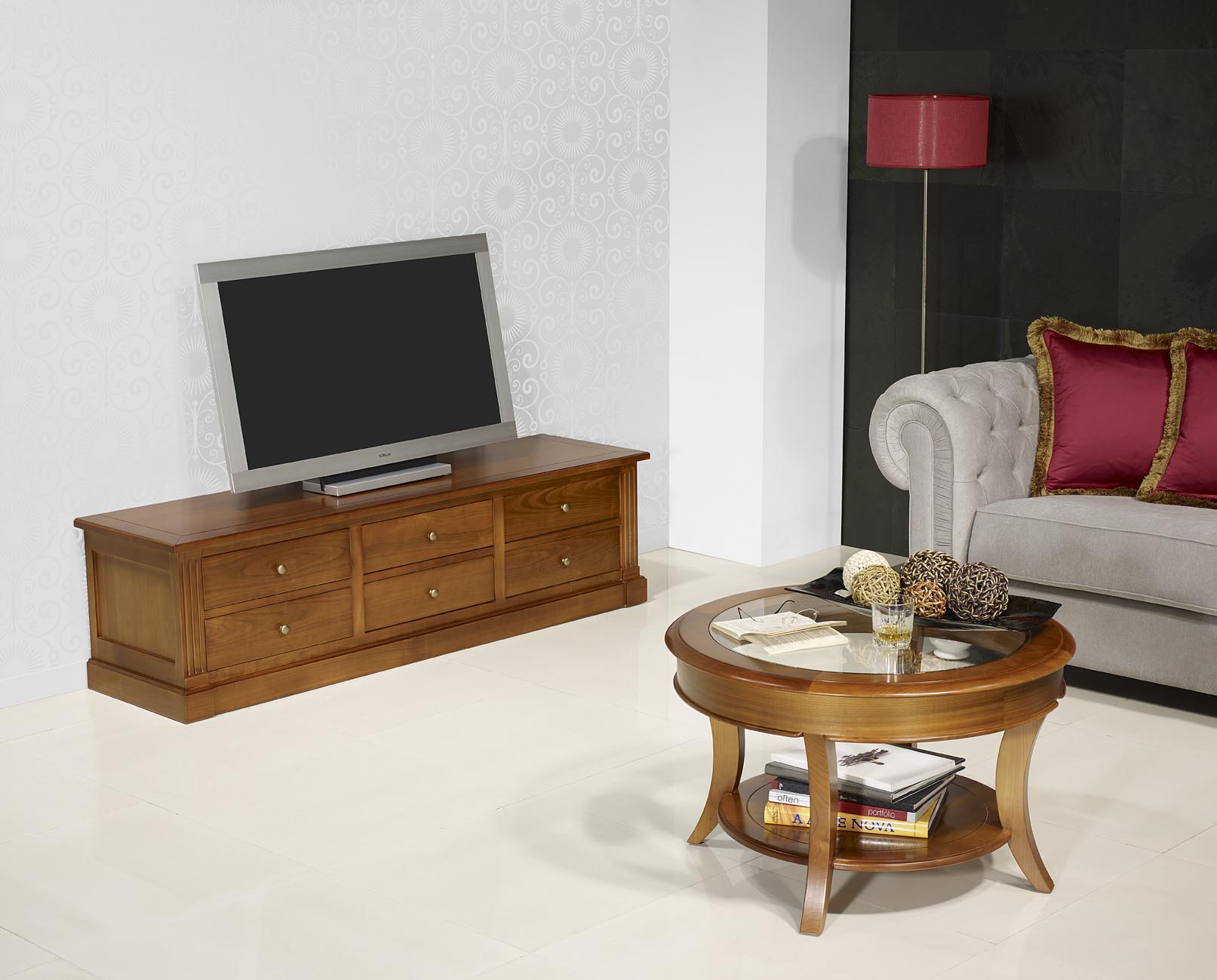 Table basse ronde Melodie en Merisier Massif de style Louis Philippe Plateau -> Table De Salon Verre Et Merisier Table basse ronde Melodie en Merisier Massif de style Louis Philippe Plateau -> Table De Salon Verre Et Merisier