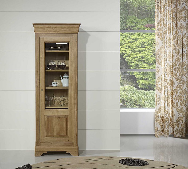 Vitrine 1 porte en chêne massif de style Louis Philippe , meuble en Chêne massif -> Vitrine En Bois Massif Vitrine 1 porte en chêne massif de style Louis Philippe , meuble en Chêne massif -> Vitrine En Bois Massif