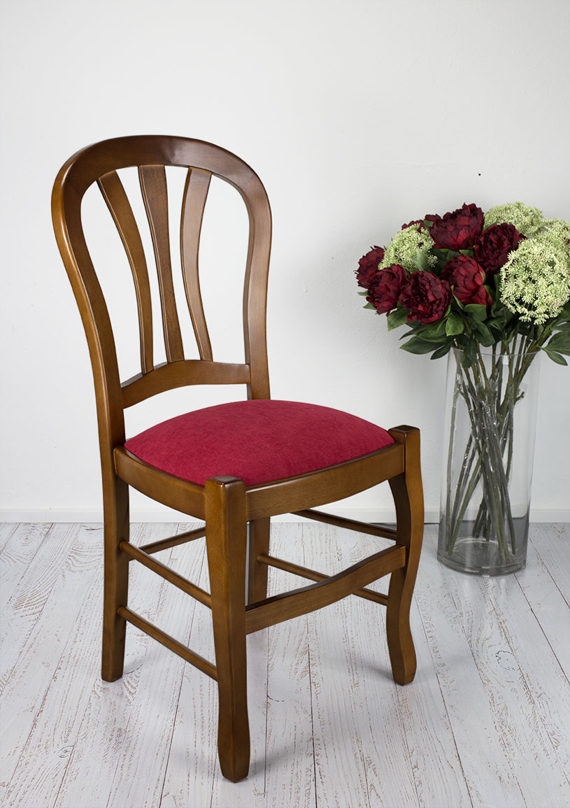 Chaise Camille en Hêtre Massif assise tissu de style Louis Philippe
