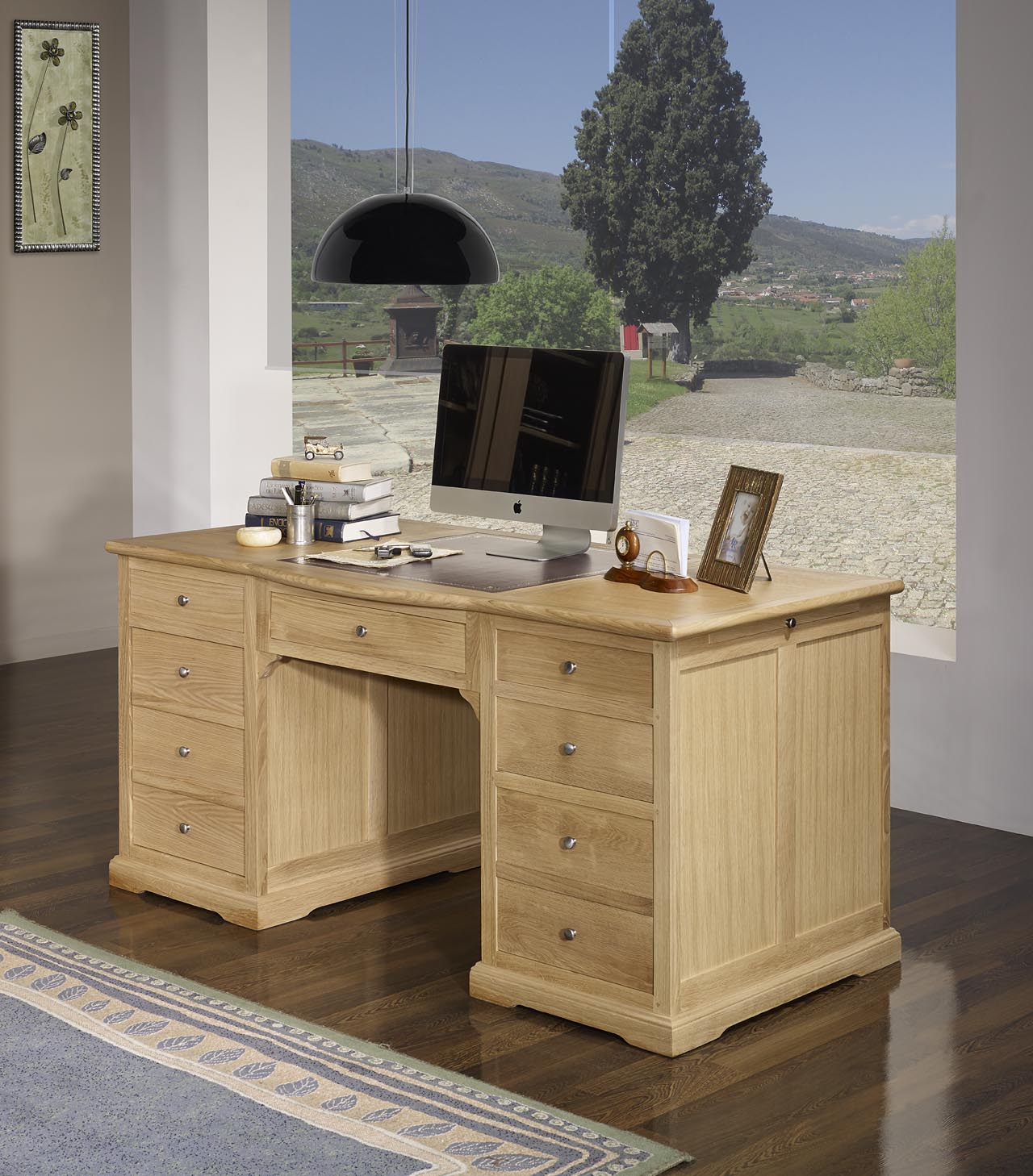 Bureau Ministre Special Informatique En Chene Massif De Style Louis Philippe Finition Chene Brosse Meuble En Chene Massif
