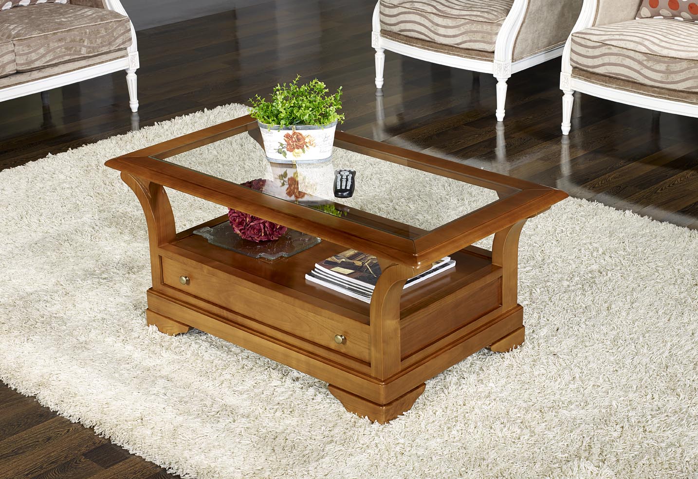 Table Basse Constance En Merisier Massif De Style Louis