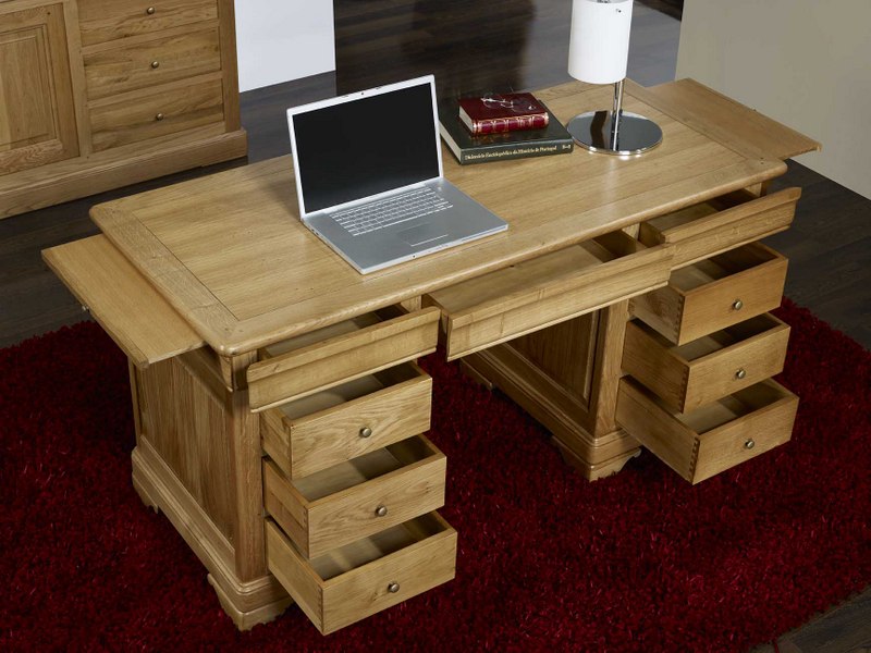 Bureau Ministre 9 tiroirs en Chêne Massif de style Louis Philippe , meuble en -> Bureaux Style Ministre Bureau Ministre 9 tiroirs en Chêne Massif de style Louis Philippe , meuble en -> Bureaux Style Ministre