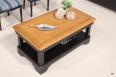 Table basse Eliot réalisée en Chêne de style Louis Philippe 1 tiroir de chaque coté Finition Chêne Brossé Noir Usé pour le corps - Plateau et Intérieur chêne doré, TABLE BASSE Table basse Eliot réalisée en Chêne de style Louis Philippe 1 tiroir de chaque coté Finition Chêne Brossé Noir Usé pour le corps - Plateau et Intérieur chêne doré, TABLE BASSE